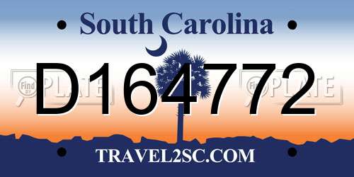 D164772 South Carolina License Plate
