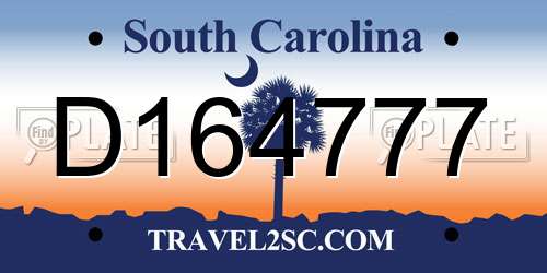 D164777 South Carolina License Plate