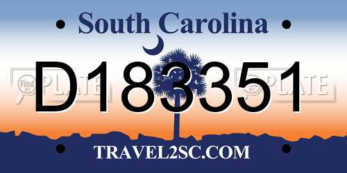D183351 South Carolina License Plate