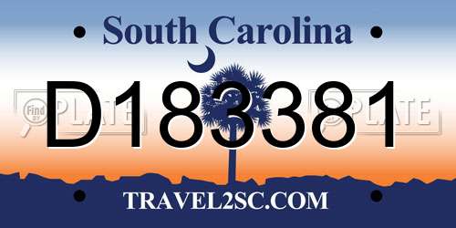 D183381 South Carolina License Plate