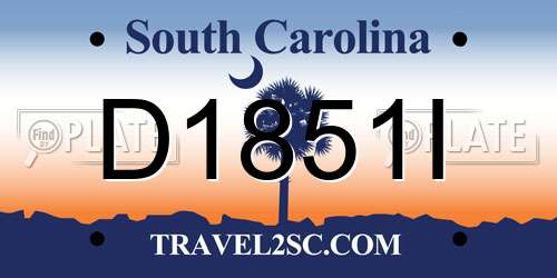 D1851I South Carolina License Plate