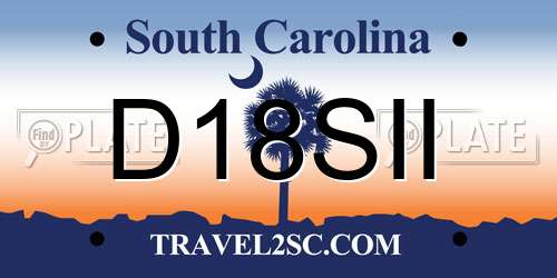 D18SII South Carolina License Plate