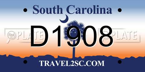 D1908 South Carolina License Plate