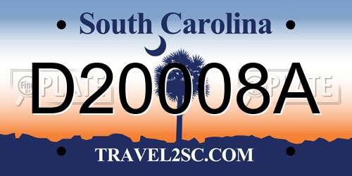D20008A South Carolina License Plate