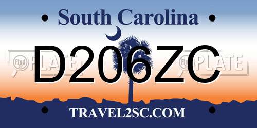 D206ZC South Carolina License Plate