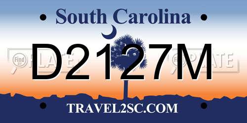 D2127M South Carolina License Plate