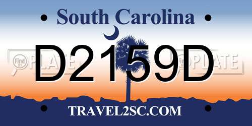 D2159D South Carolina License Plate