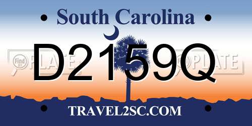 D2159Q South Carolina License Plate
