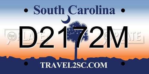 D2172M South Carolina License Plate