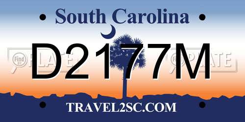 D2177M South Carolina License Plate