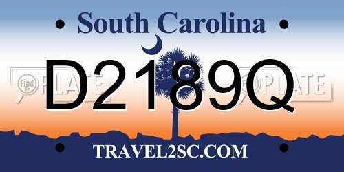 D2189Q South Carolina License Plate
