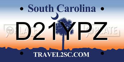 D21YPZ South Carolina License Plate