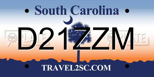 D21ZZM South Carolina License Plate