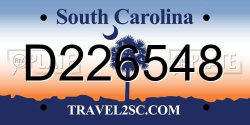 D226548 South Carolina License Plate