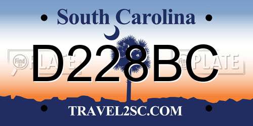 D228BC South Carolina License Plate