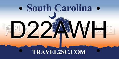 D22AWH South Carolina License Plate
