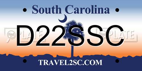 D22SSC South Carolina License Plate