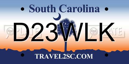 D23WLK South Carolina License Plate