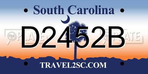 D2452B South Carolina License Plate