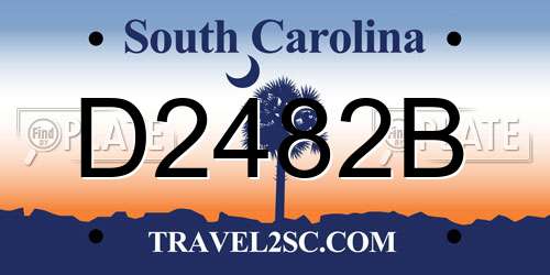 D2482B South Carolina License Plate