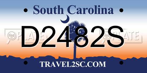 D2482S South Carolina License Plate