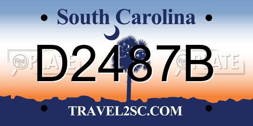 D2487B South Carolina License Plate