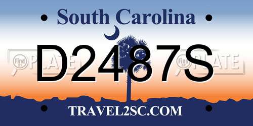 D2487S South Carolina License Plate