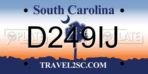 D249IJ South Carolina License Plate