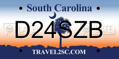 D24SZB South Carolina License Plate