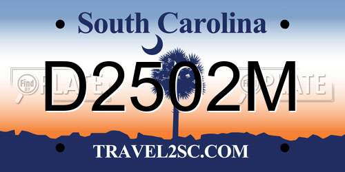 D2502M South Carolina License Plate