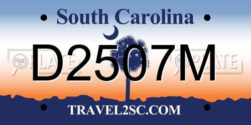D2507M South Carolina License Plate