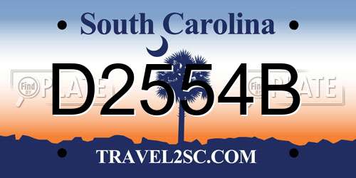 D2554B South Carolina License Plate