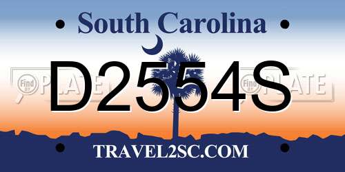 D2554S South Carolina License Plate