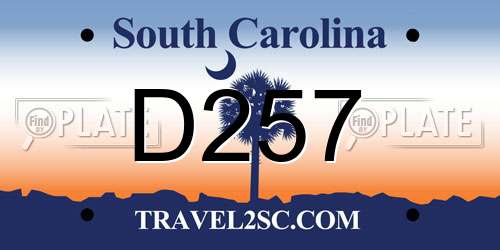 D257 South Carolina License Plate