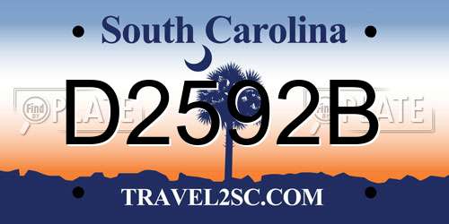 D2592B South Carolina License Plate