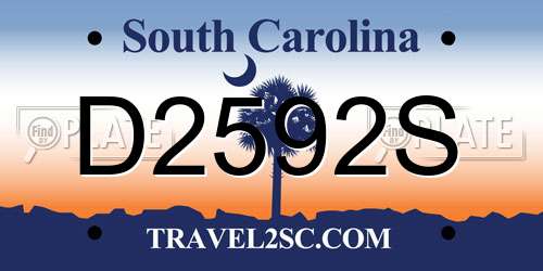 D2592S South Carolina License Plate