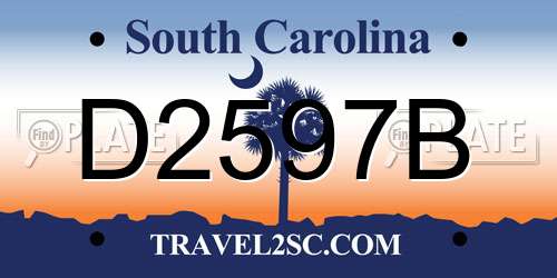D2597B South Carolina License Plate