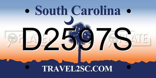 D2597S South Carolina License Plate