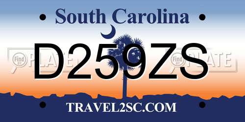 D259ZS South Carolina License Plate