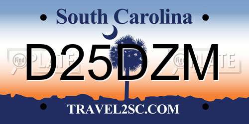 D25DZM South Carolina License Plate