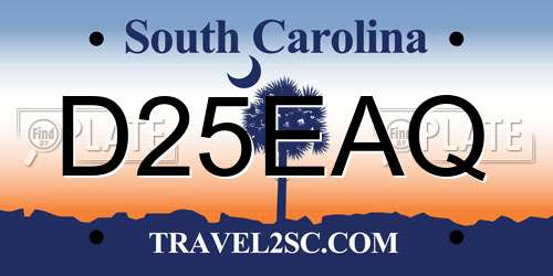 D25EAQ South Carolina License Plate