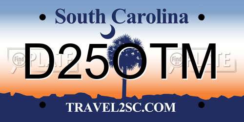 D25OTM South Carolina License Plate