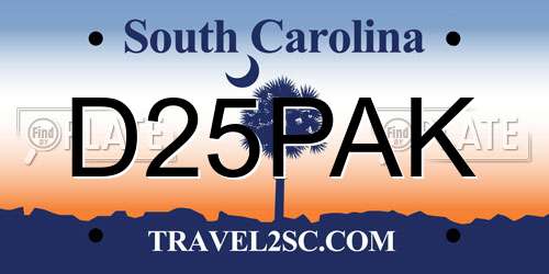 D25PAK South Carolina License Plate