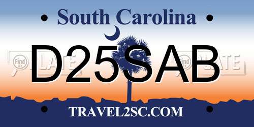 D25SAB South Carolina License Plate