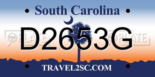D2653G South Carolina License Plate