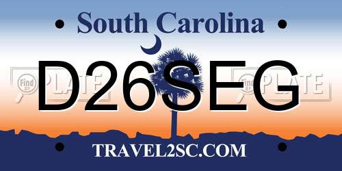 D26SEG South Carolina License Plate