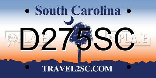 D275SC South Carolina License Plate