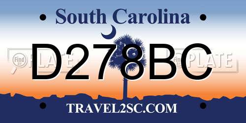D278BC South Carolina License Plate