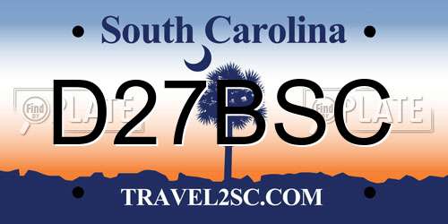 D27BSC South Carolina License Plate
