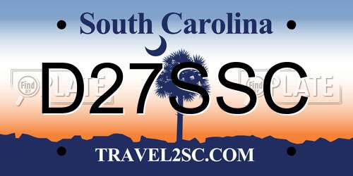 D27SSC South Carolina License Plate